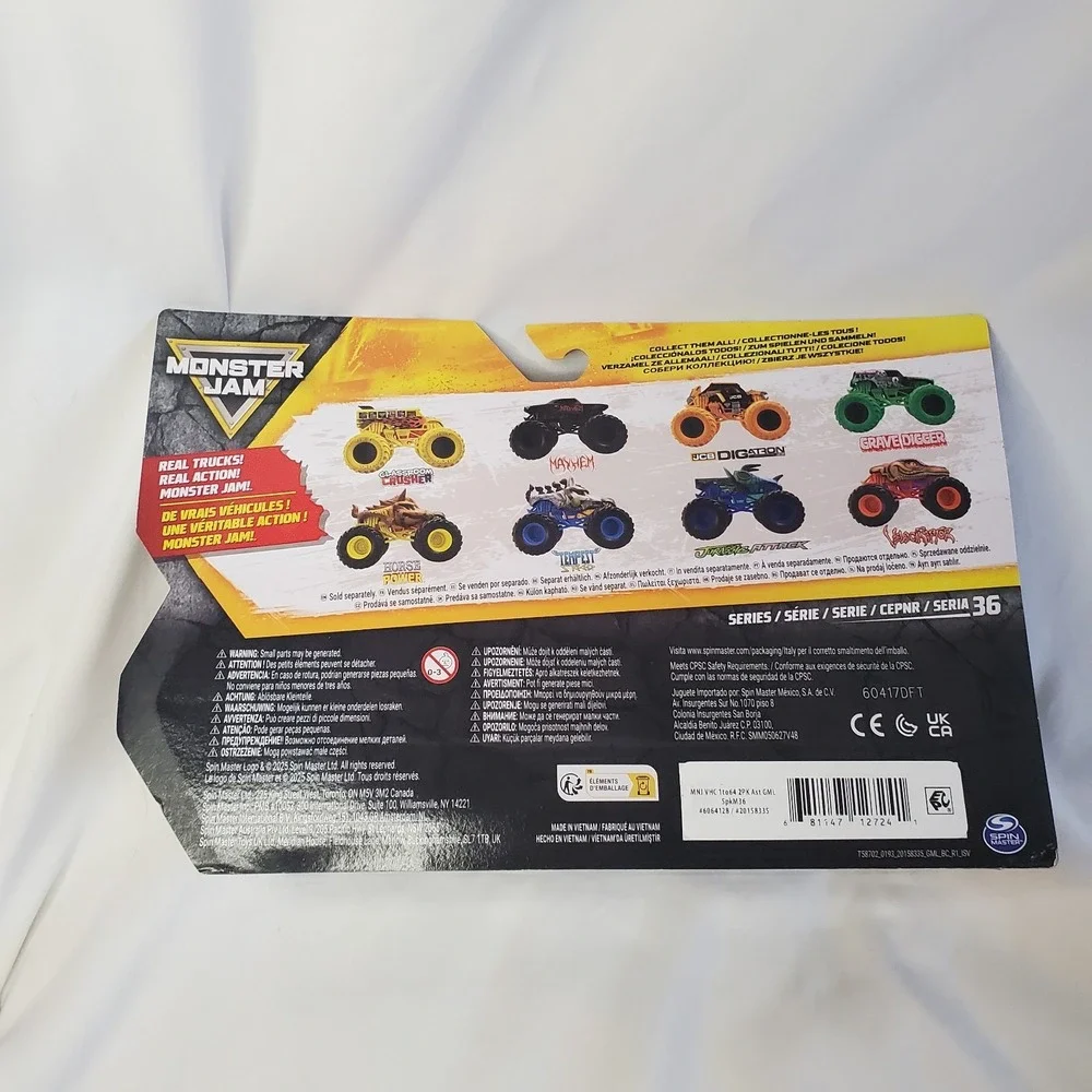 2026 Monster Jam Trucks CLASSROOM CRUSHER School Bus Vs MAYHEM 2 Pack Series 36